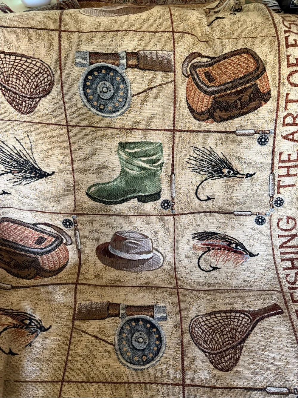 Cotton tapestry throw Blanket Art of fishing